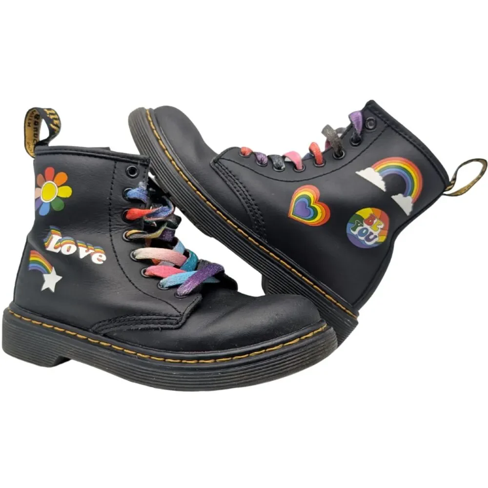 Dr. Martens Kids Rainbow Pride Patch Combat Boots Size Kids 13